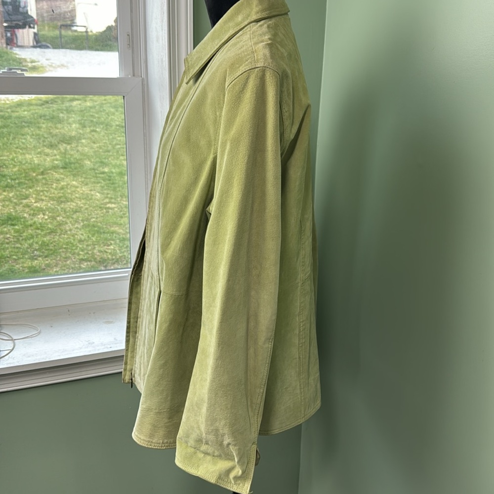 Cold water, Creek avocado green leather jacket X - Picture 2 of 9